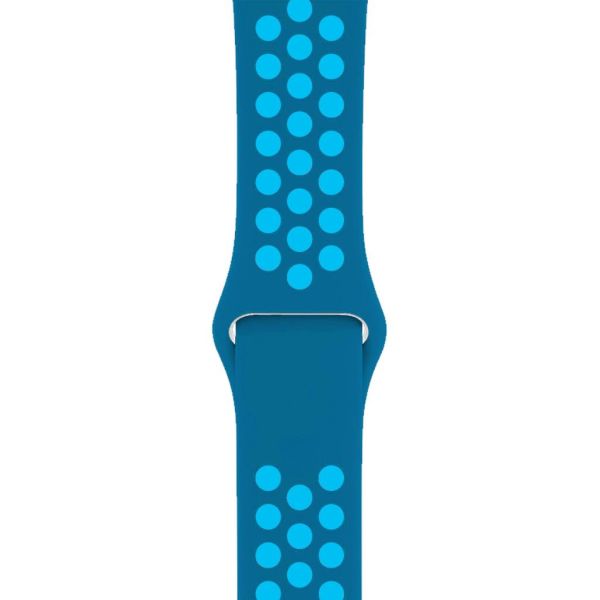 Apple Watch ile Uyumlu 42-44mm Silikon Kayış Mavi/Açık Mavi