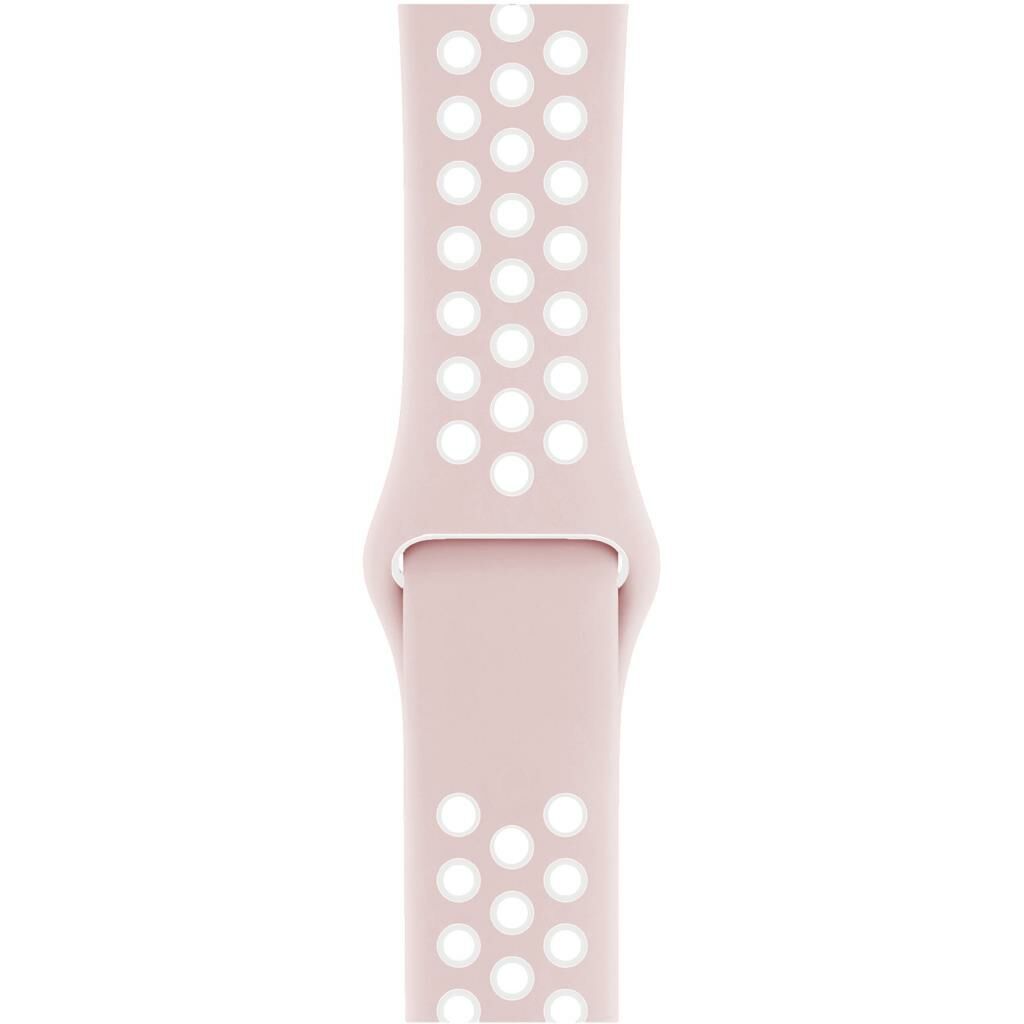Apple Watch ile Uyumlu 42-44mm Silikon Kayış Pembe/Beyaz