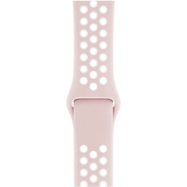 Apple Watch ile Uyumlu 42-44mm Silikon Kayış Pembe/Beyaz