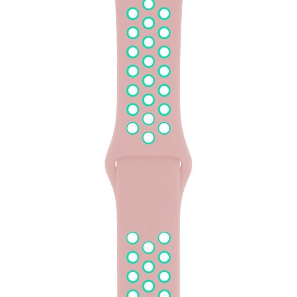 Apple Watch ile Uyumlu 42-44mm Silikon Kayış Pembe/Yeşil