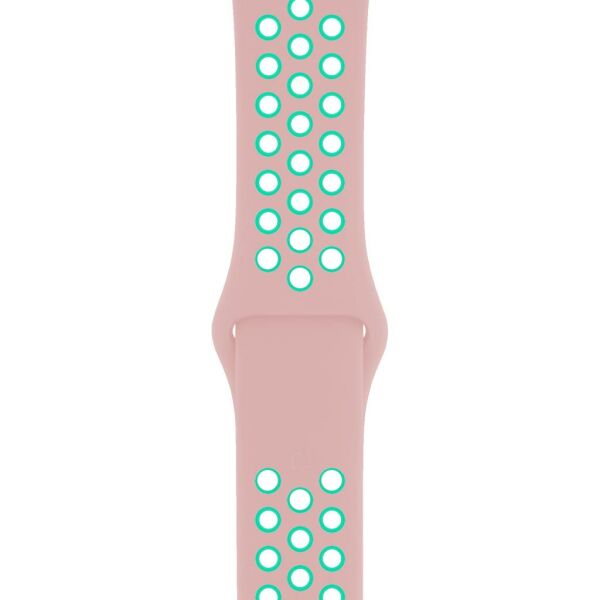 Apple Watch ile Uyumlu 42-44mm Silikon Kayış Pembe/Yeşil