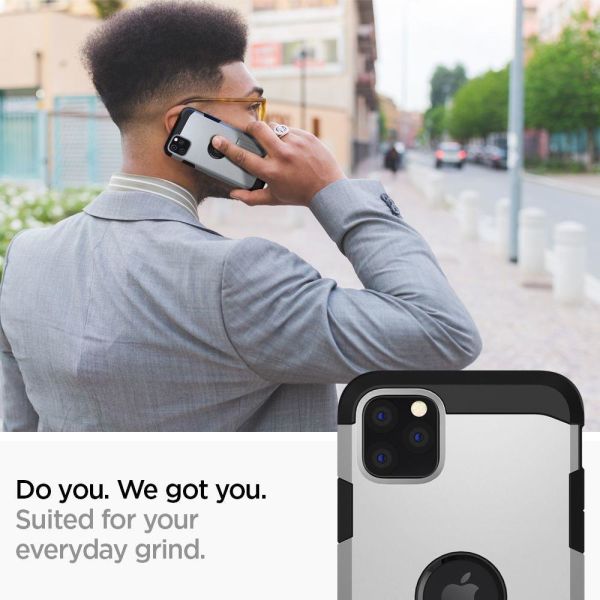 Spigen iPhone 11 Pro Max ile Uyumlu Kılıf Tough Armor Satin Silver