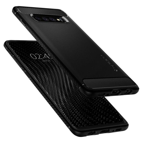 Spigen Galaxy S10 Plus ile Uyumlu Kılıf, Rugged Armor Matte Black