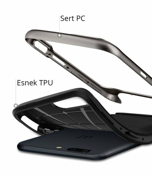 Spigen OnePlus 5 ile Uyumlu Kılıf Neo Hybrid Gun Metal