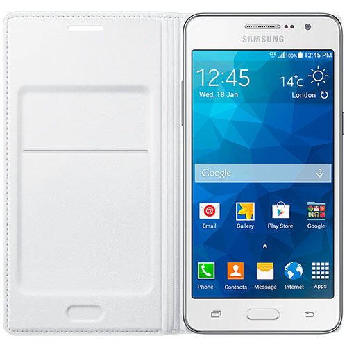 Galaxy Grand Prime ile Uyumlu Kılıf Flip Wallet Beyaz EF-WG530BWSEGWW