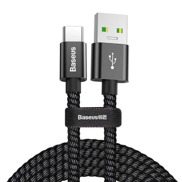 Baseus Double Fast Charger USB Cable Usb For Type-C 5A 1M Siyah