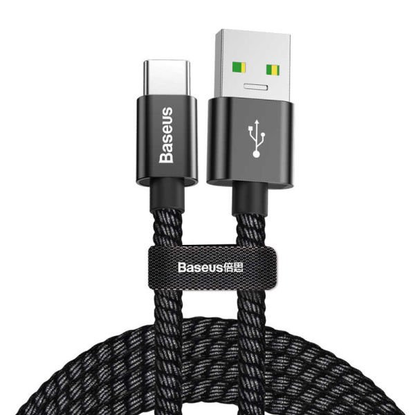 Baseus Double Fast Charger USB Cable Usb For Type-C 5A 1M Siyah