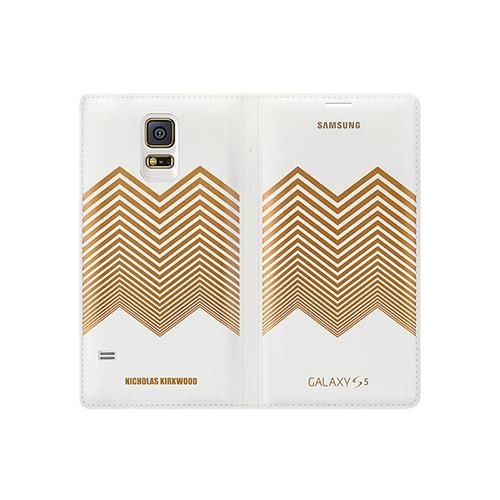 Galaxy S5 ile Uyumlu Nicholas Kırkwood Flip Wallet Kılıf Altın Desenli EF-WG900RLEGWW(Out)