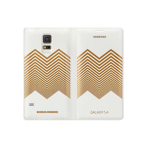Galaxy S5 ile Uyumlu Nicholas Kırkwood Flip Wallet Kılıf Altın Desenli EF-WG900RLEGWW(Out)
