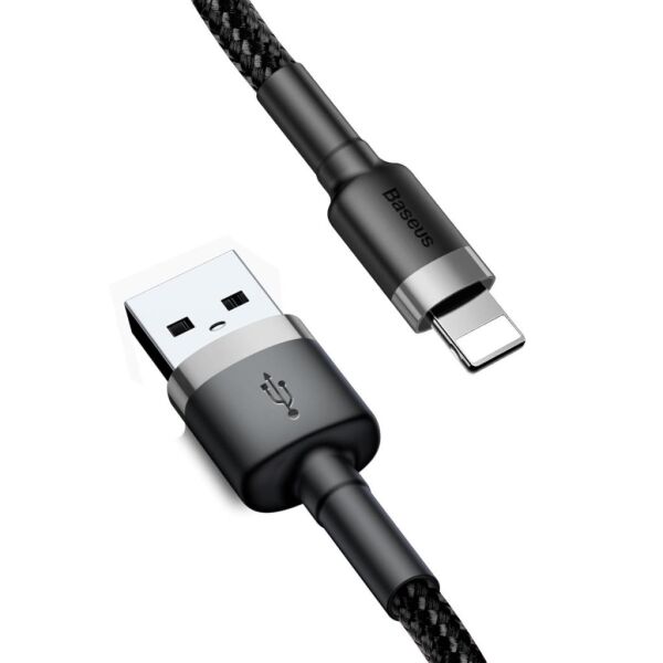 Baseus Cafule Cable 2.4A Lightning Şarj Kablosu Gri Siyah 0.5M CALKLF-AG1