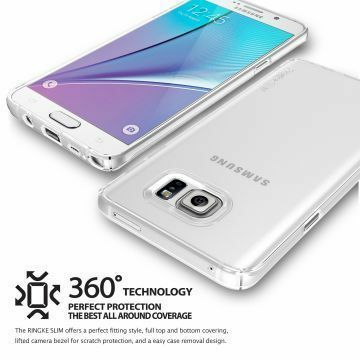 Ringke Slim Frost Galaxy Note 5 ile Uyumlu Kılıf Gray 4 Tarafı Saran Tam Koruma İnce Buzlu Şeffaf
