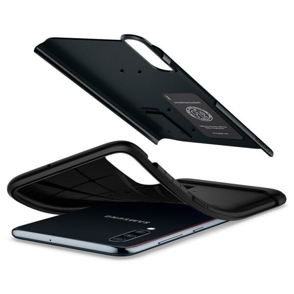 Spigen Galaxy A70 ile Uyumlu Kılıf Slim Armor Metal Slate