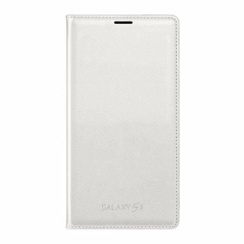 Galaxy S5 G900 ile Uyumlu Flip Wallet Kartlıklı Kılıf EF-WG900BWEGWW Beyaz