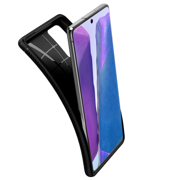 Spigen Galaxy Note 20 ile Uyumlu Kılıf Rugged Armor Black