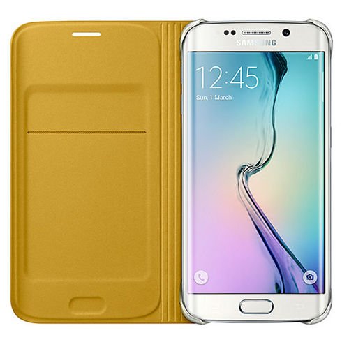 Galaxy S6 Edge ile Uyumlu Flip Wallet (Tekstil) Sarı EF-WG925BYEGWW