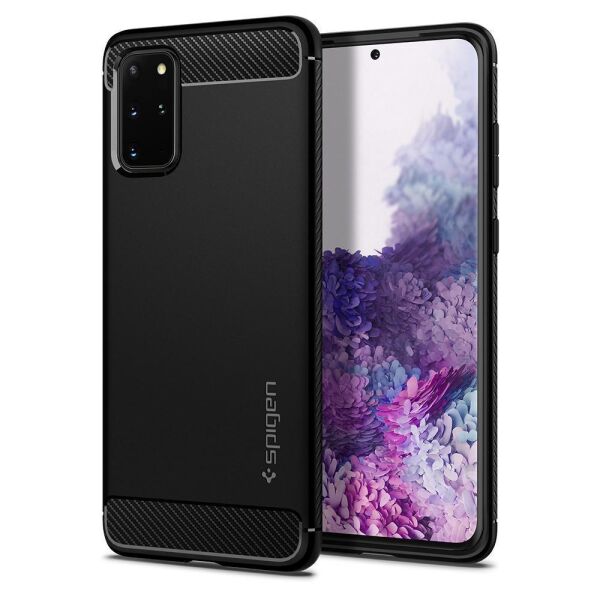 Spigen Galaxy S20 Plus ile Uyumlu Kılıf Rugged Armor Matte Black