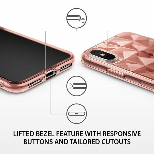 Ringke Air Prism 3D Elmas Yansıması iPhone X ile Uyumlu KIlıf Rose Gold