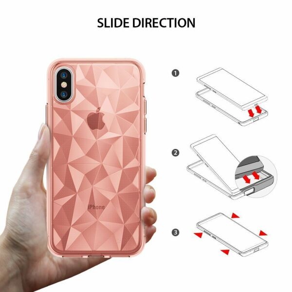 Ringke Air Prism 3D Elmas Yansıması iPhone X ile Uyumlu KIlıf Rose Gold