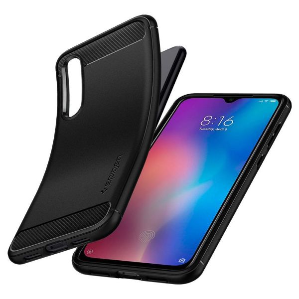 Spigen Mi 9 SE ile Uyumlu Kılıf Rugged Armor Matte Black