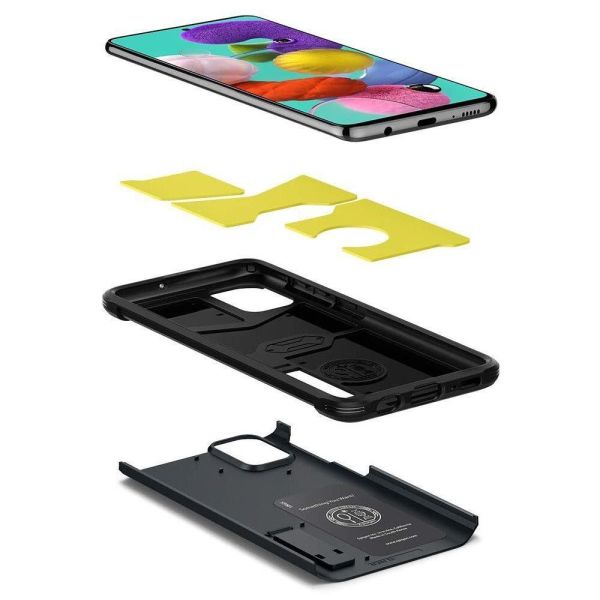 Spigen Galaxy A51 ile Uyumlu Kılıf Tough Armor Metal Slate