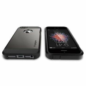 Spigen iPhone 5,5s,SE ile Uyumlu Kılıf Tough Armor Gun Metal