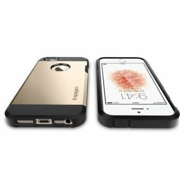 Spigen iPhone 5,5s,SE ile Uyumlu Kılıf Tough Armor Champagne Gold