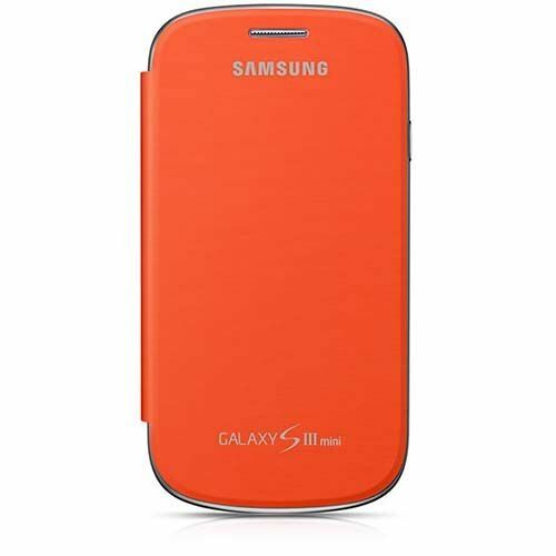 Galaxy S3 Mini i8190 i8200 ile Uyumlu Flip Cover Kılıf Turuncu EFC-1M7FOEGSTD