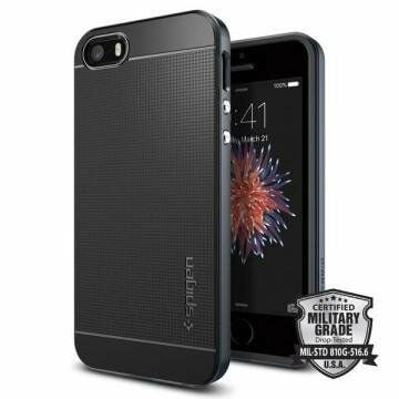 Spigen iPhone 5,5s,SE ile Uyumlu Kılıf Neo Hybrid Metal Slate