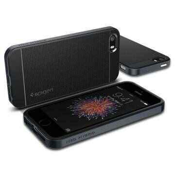 Spigen iPhone 5,5s,SE ile Uyumlu Kılıf Neo Hybrid Metal Slate