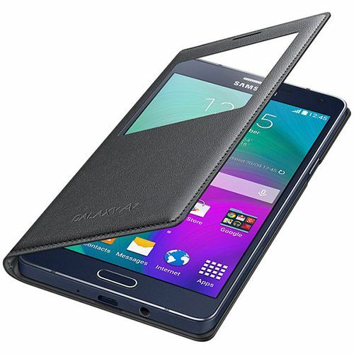 Galaxy A7 2015 ile Uyumlu Kılıf S View Cover EF-CA700BCEGWW Siyah