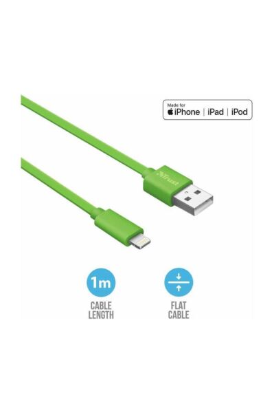 Trust 20130 Flat Lightning Kablo 1m Yeşil