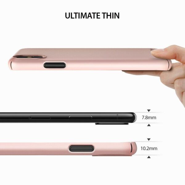 Ringke Slim iPhone XS ile Uyumlu KIlıf Peach Pink