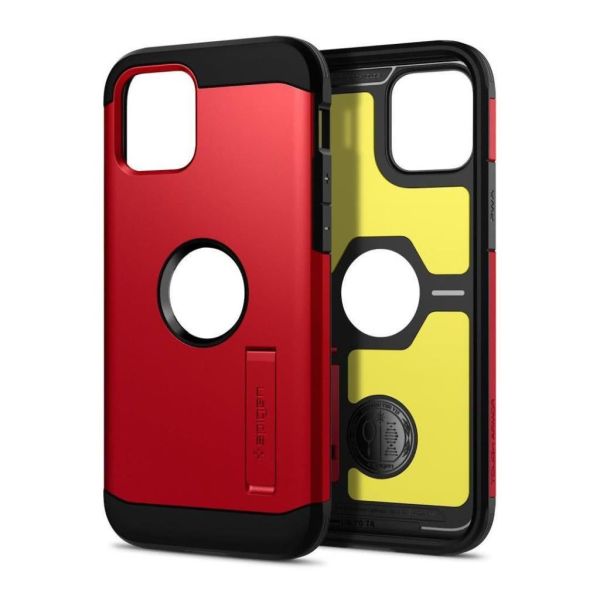 Spigen iPhone 12 Mini ile Uyumlu Kılıf Tough Armor Red