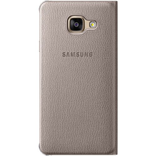 Galaxy A3 (2016) ile Uyumlu Kılıf Flip Cover Gold (Out)