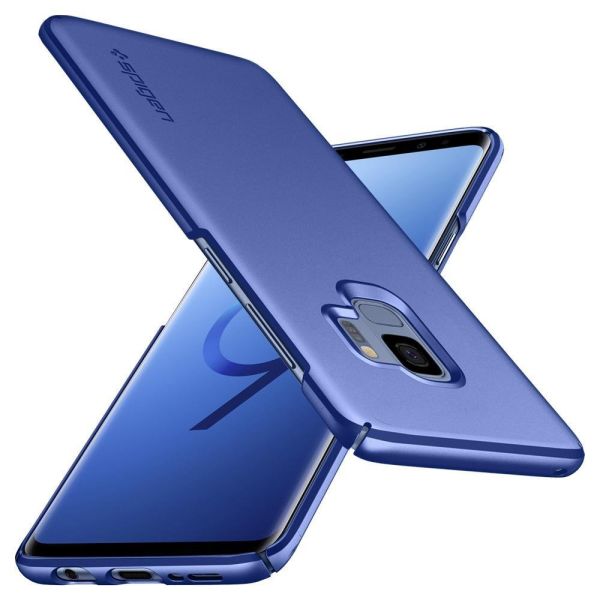 Spigen Galaxy S9 ile Uyumlu Kılıf Thin Fit Blue Coral