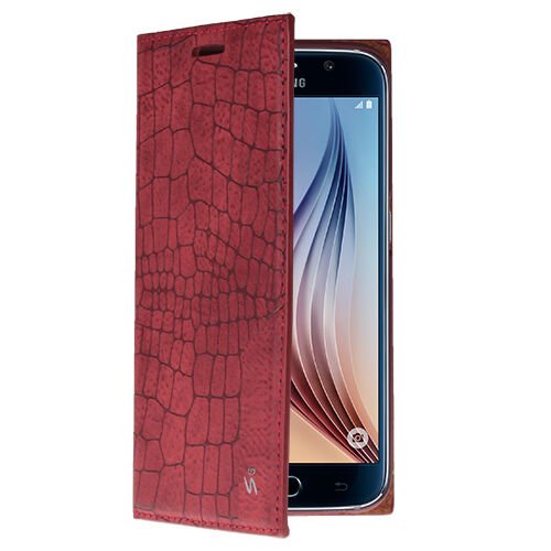 Galaxy S6 ile Uyumlu Kılıf Rock Serisi Kapaklı Bordo