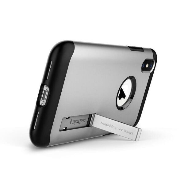 Spigen iPhone XS Max ile Uyumlu Kılıf Slim Armor Satin Silver