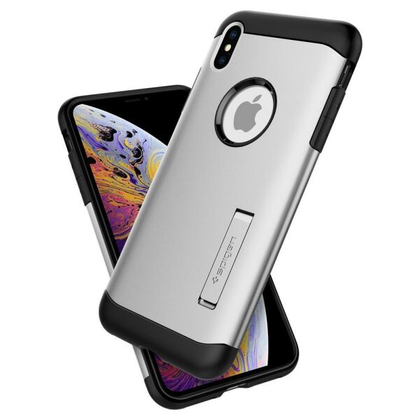 Spigen iPhone XS Max ile Uyumlu Kılıf Slim Armor Satin Silver