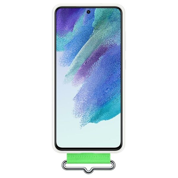 Galaxy S21 FE ile Uyumlu Kayışlı Silikon Kılıf Beyaz-EF-GG990TWEGWW