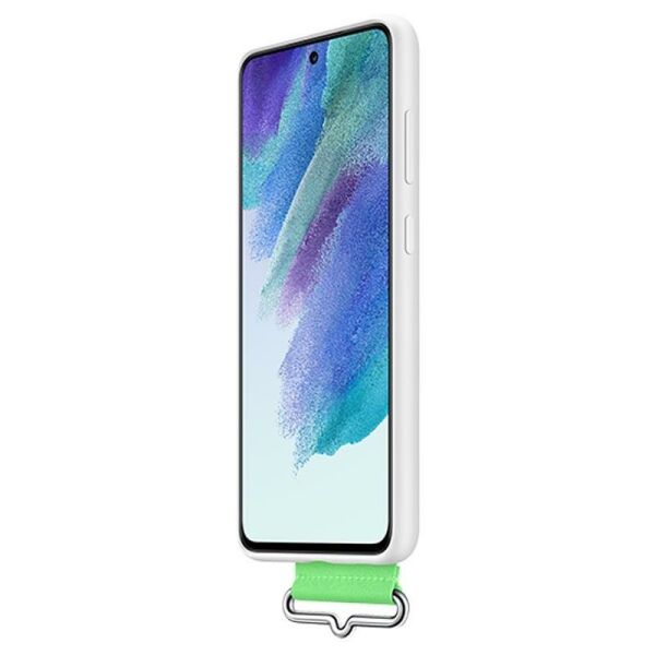 Galaxy S21 FE ile Uyumlu Kayışlı Silikon Kılıf Beyaz-EF-GG990TWEGWW