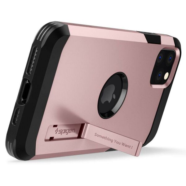 Spigen iPhone 11 Pro Max ile Uyumlu Kılıf Tough Armor Rose Gold