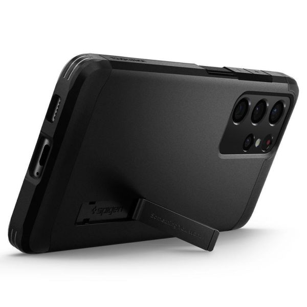 Spigen Galaxy S21 Ultra ile Uyumlu Kılıf Tough Armor Gunmetal