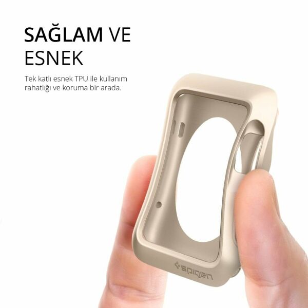Spigen Apple Watch ile Uyumlu Kılıf Slim Armor (Ekran Koruyuculu) (38mm) Champagne Gold