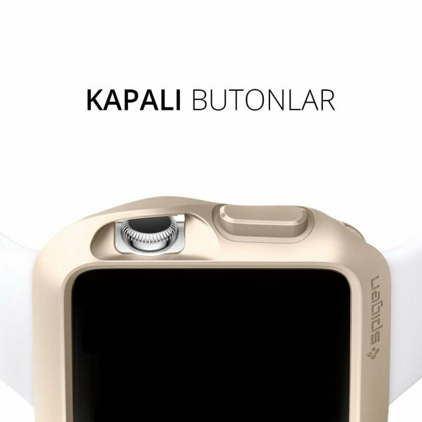 Spigen Apple Watch ile Uyumlu Kılıf Slim Armor (Ekran Koruyuculu) (38mm) Champagne Gold