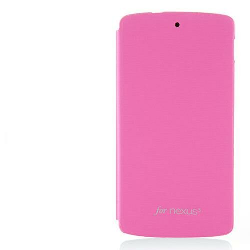Nexus 5 D820 D821 ile Uyumlu Kasalı Kapaklı Flip Cover Kılıf Pembe