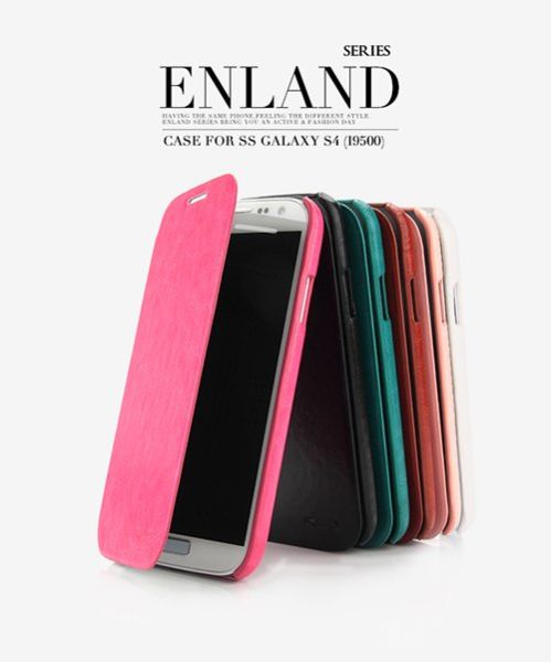 KLD i9500 Galaxy S4 ile Uyumlu Enland Serisi Kapaklı Kılıf Kahverengi