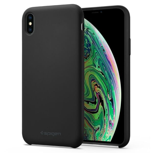 Spigen iPhone XS Max ile Uyumlu Kılıf Silikon Fit Black