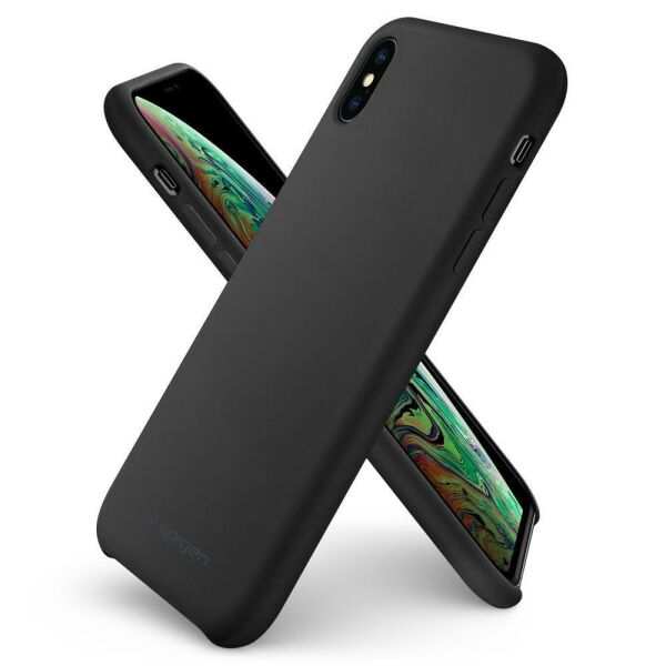Spigen iPhone XS Max ile Uyumlu Kılıf Silikon Fit Black