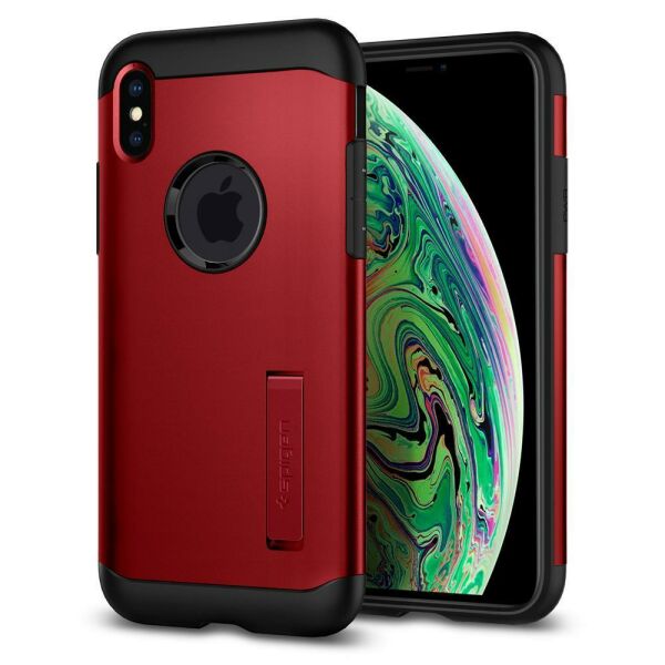Spigen iPhone XS Max ile Uyumlu Kılıf Slim Armor Merlot Red