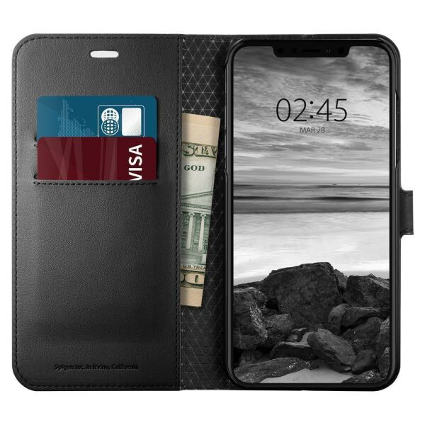 Spigen iPhone XS Max ile Uyumlu Kılıf Wallet S Cüzdan Black